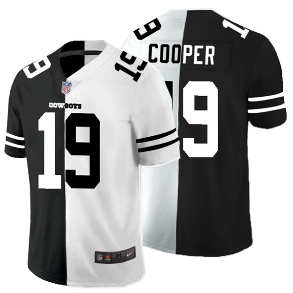 Men's Dallas Cowboys #19 Amari Cooper Black White Split 2020 Stitched Jersey